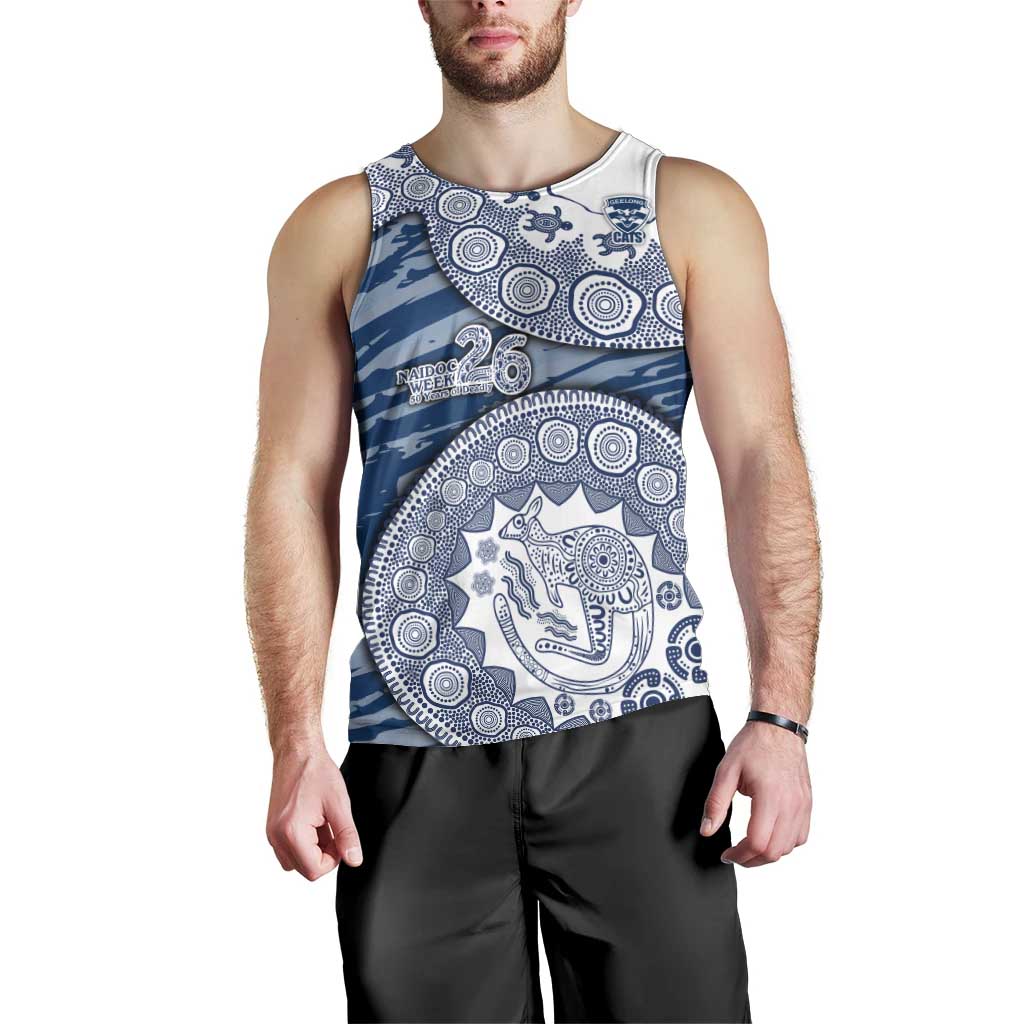 Geelong Cats NAIDOC Week 2026 Men Tank Top Australian Aboriginal Dot Art Dreamtime Pattern Style