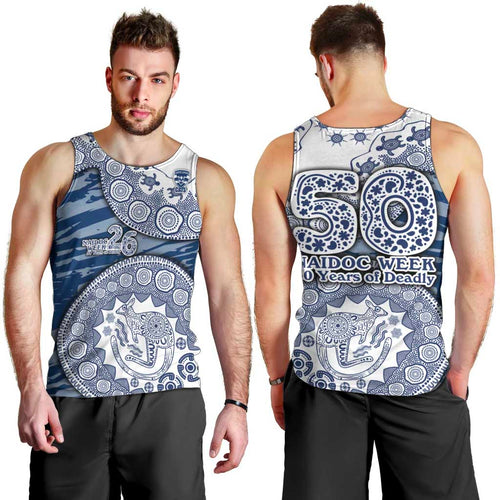 Geelong Cats NAIDOC Week 2026 Men Tank Top Australian Aboriginal Dot Art Dreamtime Pattern Style