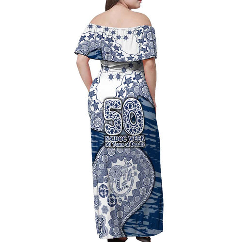 Geelong Cats NAIDOC Week 2026 Off Shoulder Maxi Dress Australian Aboriginal Dot Art Dreamtime Pattern Style