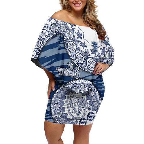 Geelong Cats NAIDOC Week 2026 Off Shoulder Short Dress Australian Aboriginal Dot Art Dreamtime Pattern Style