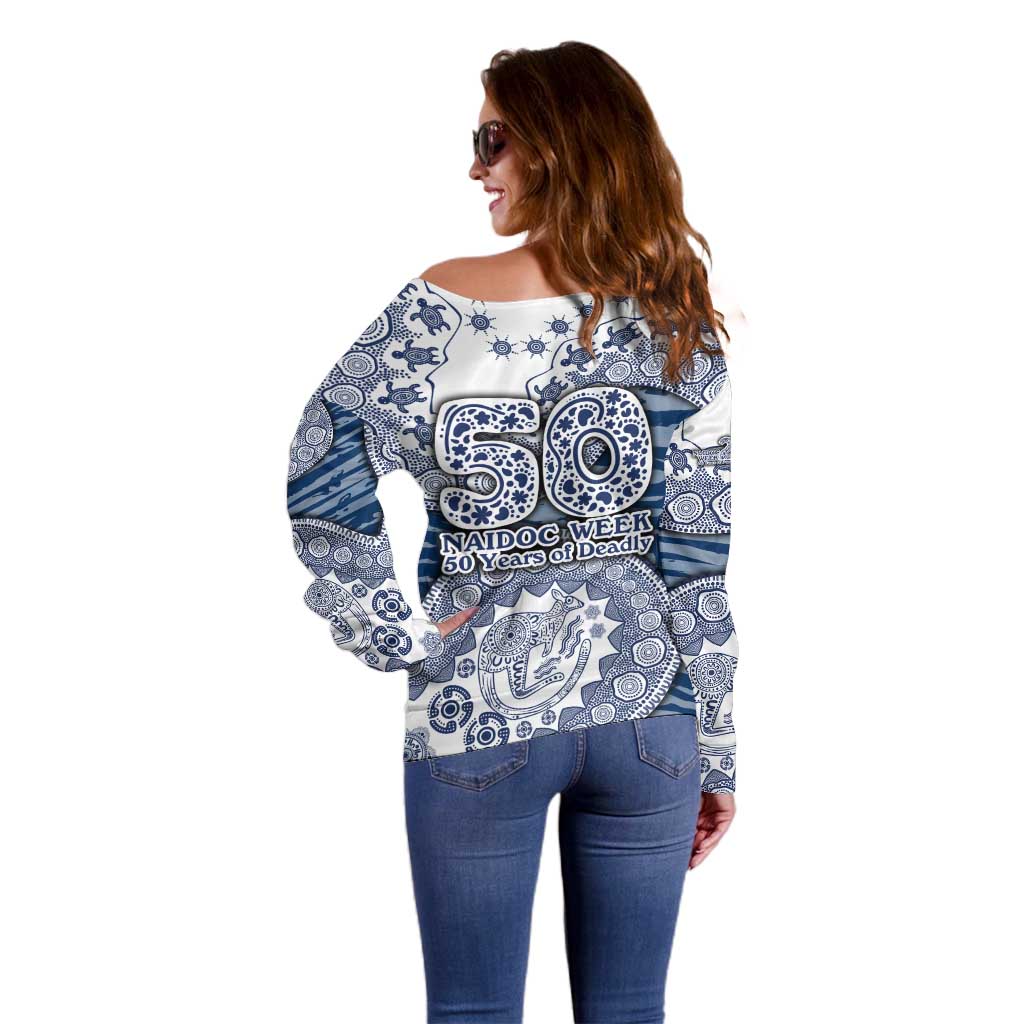 Geelong Cats NAIDOC Week 2026 Off Shoulder Sweater Australian Aboriginal Dot Art Dreamtime Pattern Style
