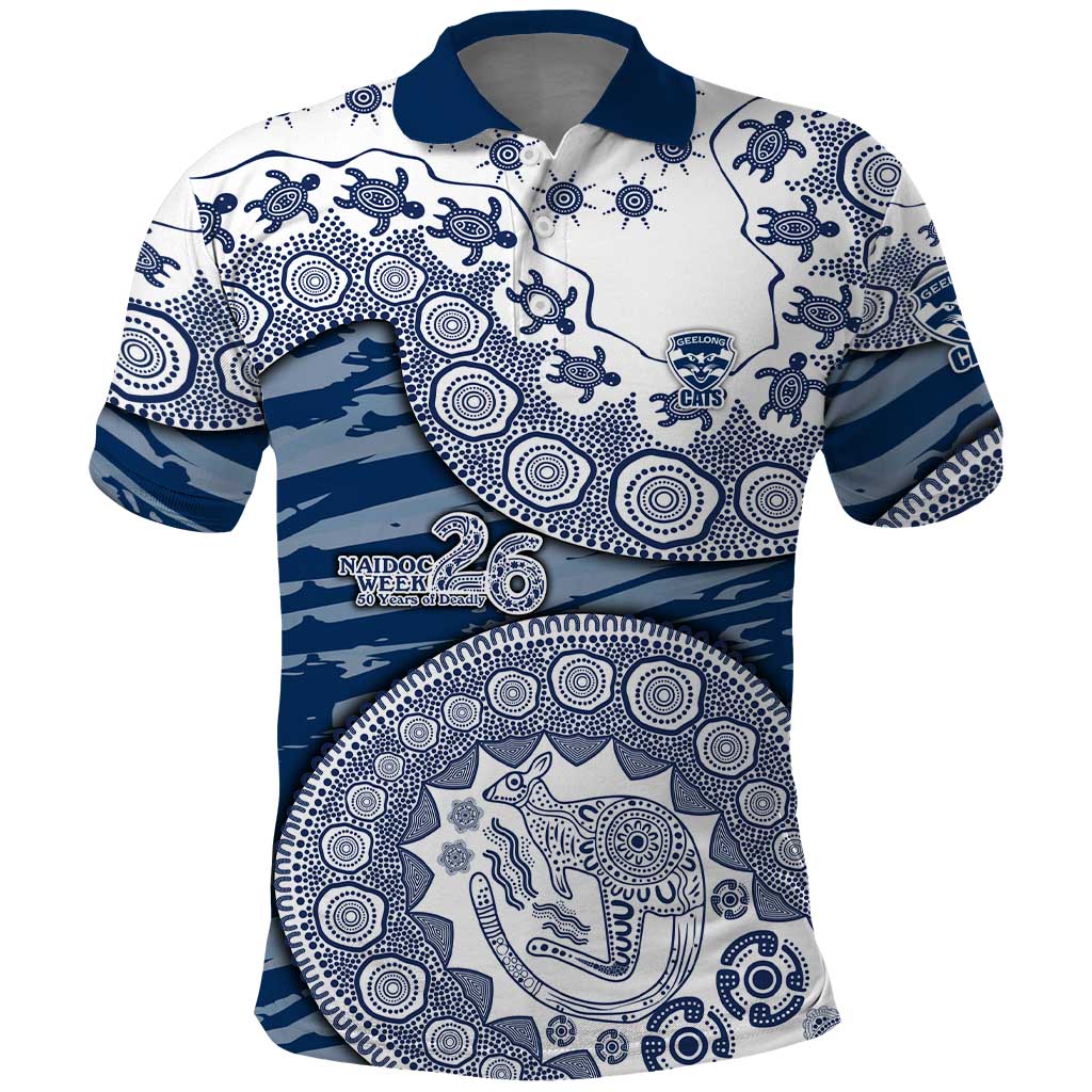 Geelong Cats NAIDOC Week 2026 Polo Shirt Australian Aboriginal Dot Art Dreamtime Pattern Style