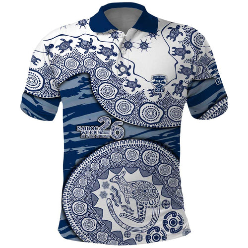 Geelong Cats NAIDOC Week 2026 Polo Shirt Australian Aboriginal Dot Art Dreamtime Pattern Style