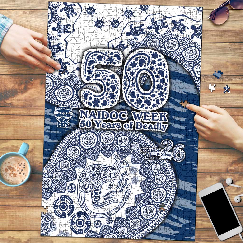Geelong Cats NAIDOC Week 2026 Puzzle Australian Aboriginal Dot Art Dreamtime Pattern Style