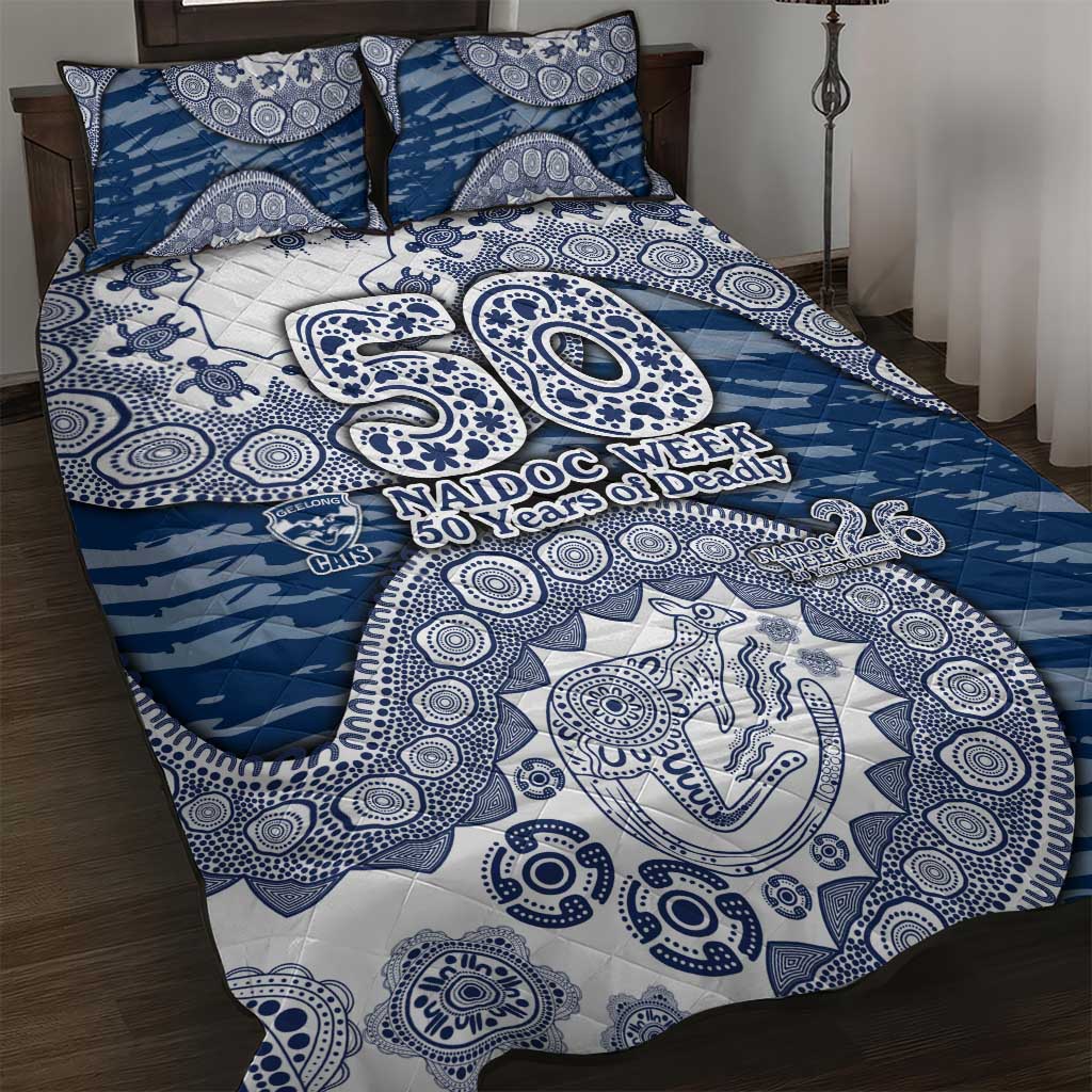 Geelong Cats NAIDOC Week 2026 Quilt Bed Set Australian Aboriginal Dot Art Dreamtime Pattern Style