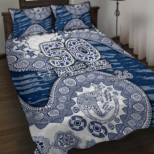 Geelong Cats NAIDOC Week 2026 Quilt Bed Set Australian Aboriginal Dot Art Dreamtime Pattern Style