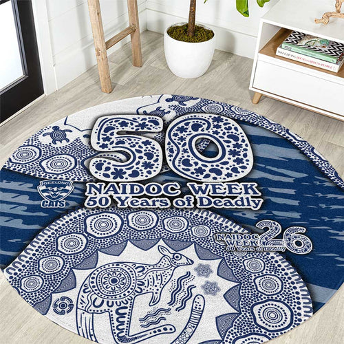 Geelong Cats NAIDOC Week 2026 Round Carpet Australian Aboriginal Dot Art Dreamtime Pattern Style