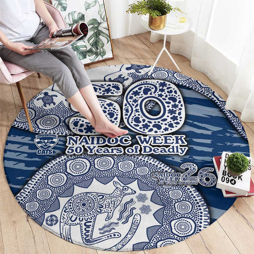 Geelong Cats NAIDOC Week 2026 Round Carpet Australian Aboriginal Dot Art Dreamtime Pattern Style
