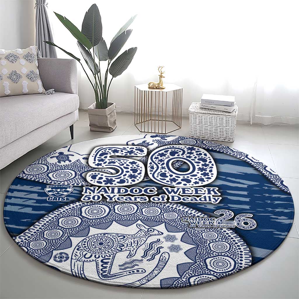 Geelong Cats NAIDOC Week 2026 Round Carpet Australian Aboriginal Dot Art Dreamtime Pattern Style