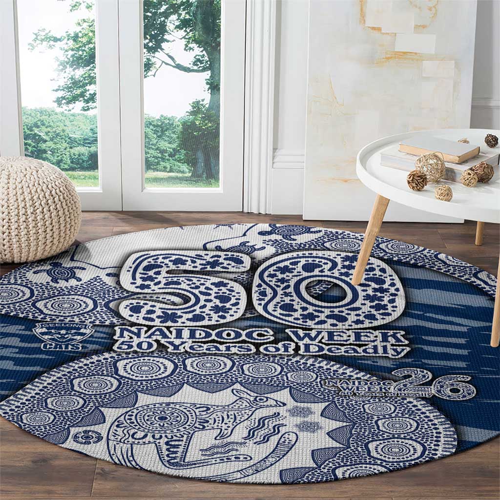 Geelong Cats NAIDOC Week 2026 Round Carpet Australian Aboriginal Dot Art Dreamtime Pattern Style