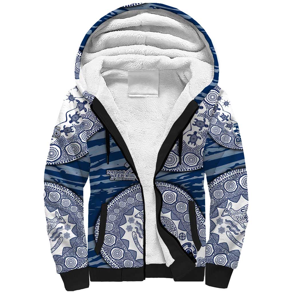 Geelong Cats NAIDOC Week 2026 Sherpa Hoodie Australian Aboriginal Dot Art Dreamtime Pattern Style