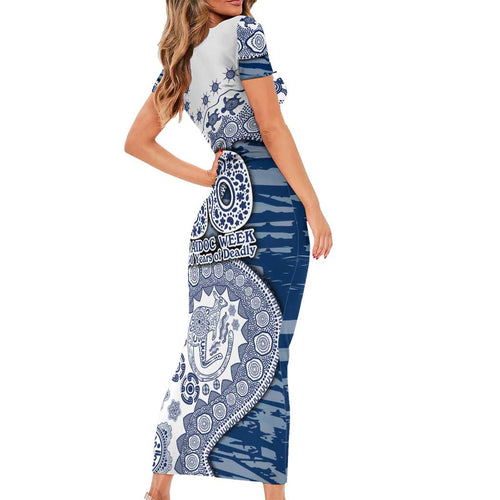 Geelong Cats NAIDOC Week 2026 Short Sleeve Bodycon Dress Australian Aboriginal Dot Art Dreamtime Pattern Style