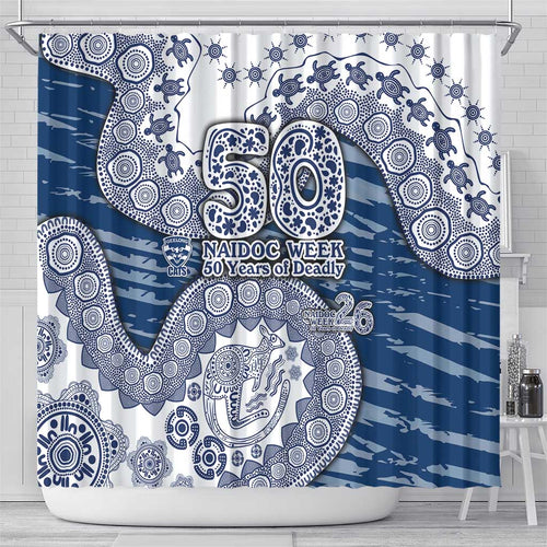 Geelong Cats NAIDOC Week 2026 Shower Curtain Australian Aboriginal Dot Art Dreamtime Pattern Style