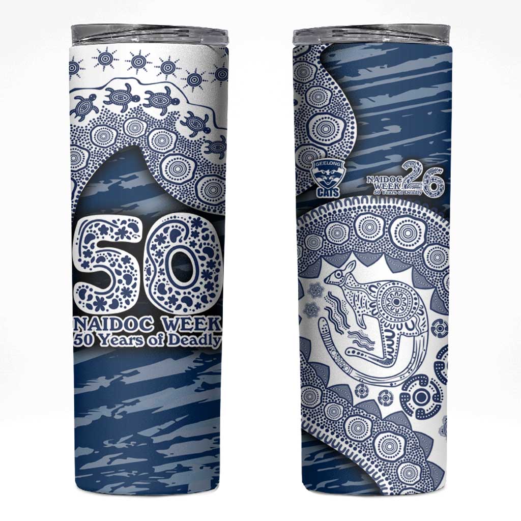 Geelong Cats NAIDOC Week 2026 Skinny Tumbler Australian Aboriginal Dot Art Dreamtime Pattern Style