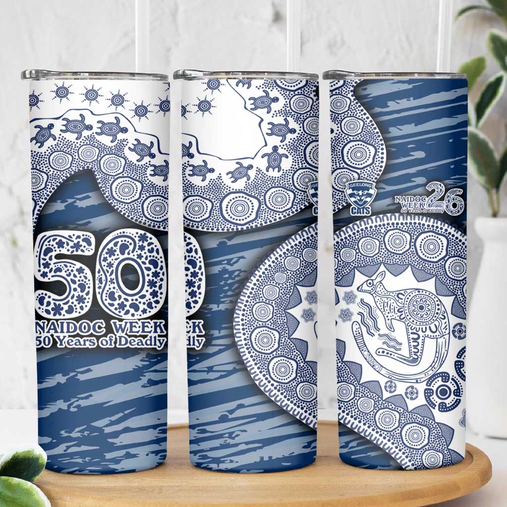Geelong Cats NAIDOC Week 2026 Skinny Tumbler Australian Aboriginal Dot Art Dreamtime Pattern Style