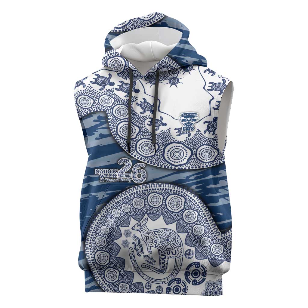 Geelong Cats NAIDOC Week 2026 Sleeveless Hoodie Australian Aboriginal Dot Art Dreamtime Pattern Style