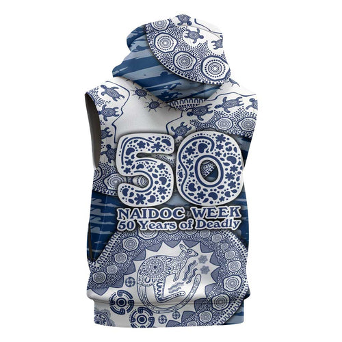 Geelong Cats NAIDOC Week 2026 Sleeveless Hoodie Australian Aboriginal Dot Art Dreamtime Pattern Style