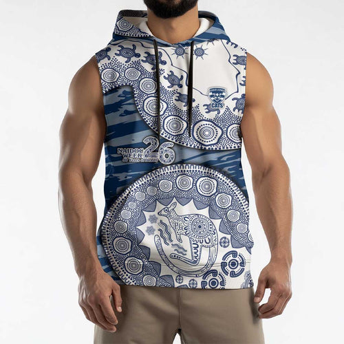 Geelong Cats NAIDOC Week 2026 Sleeveless Hoodie Australian Aboriginal Dot Art Dreamtime Pattern Style