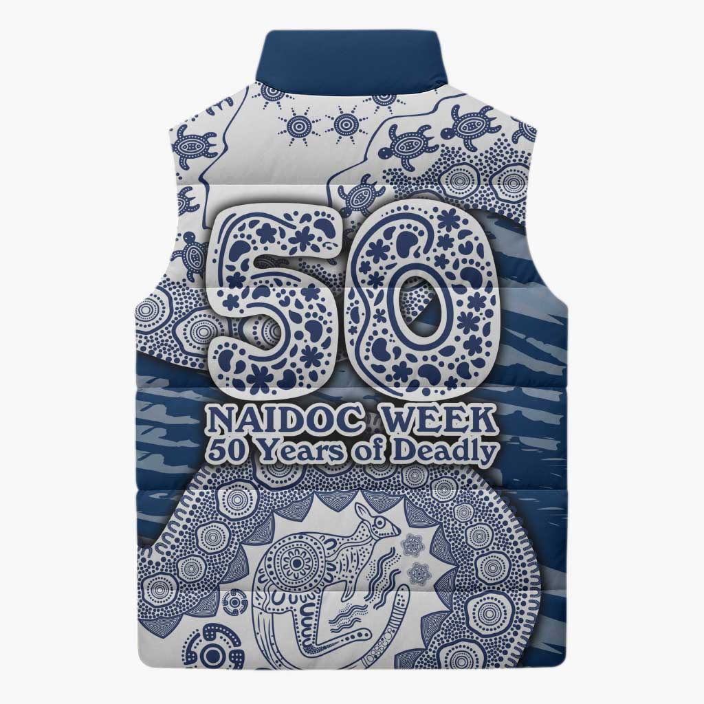 Geelong Cats NAIDOC Week 2026 Sleeveless Puffer Jacket Australian Aboriginal Dot Art Dreamtime Pattern Style