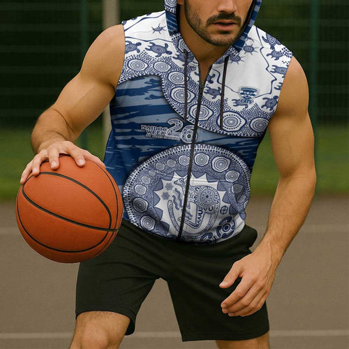 Geelong Cats NAIDOC Week 2026 Sleeveless Zip Hoodie Australian Aboriginal Dot Art Dreamtime Pattern Style