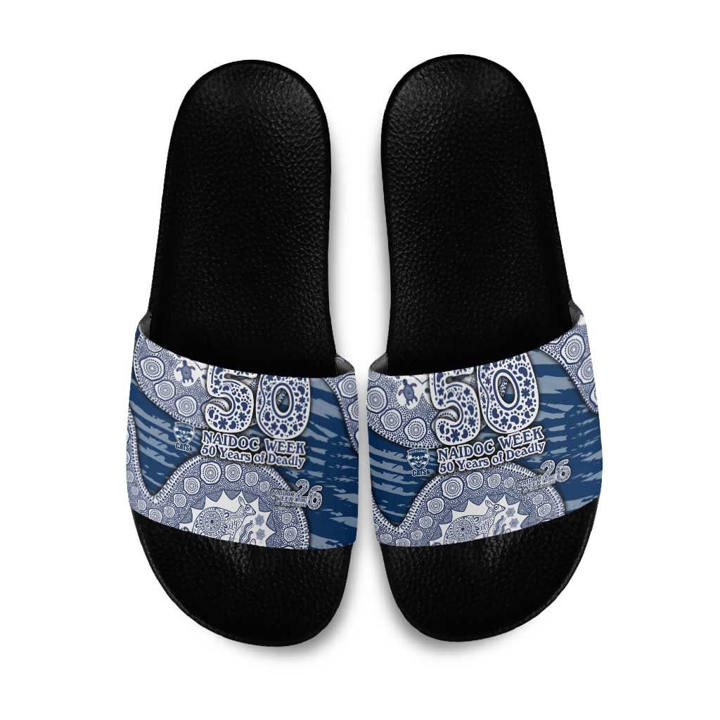 Geelong Cats NAIDOC Week 2026 Slide Sandals Australian Aboriginal Dot Art Dreamtime Pattern Style