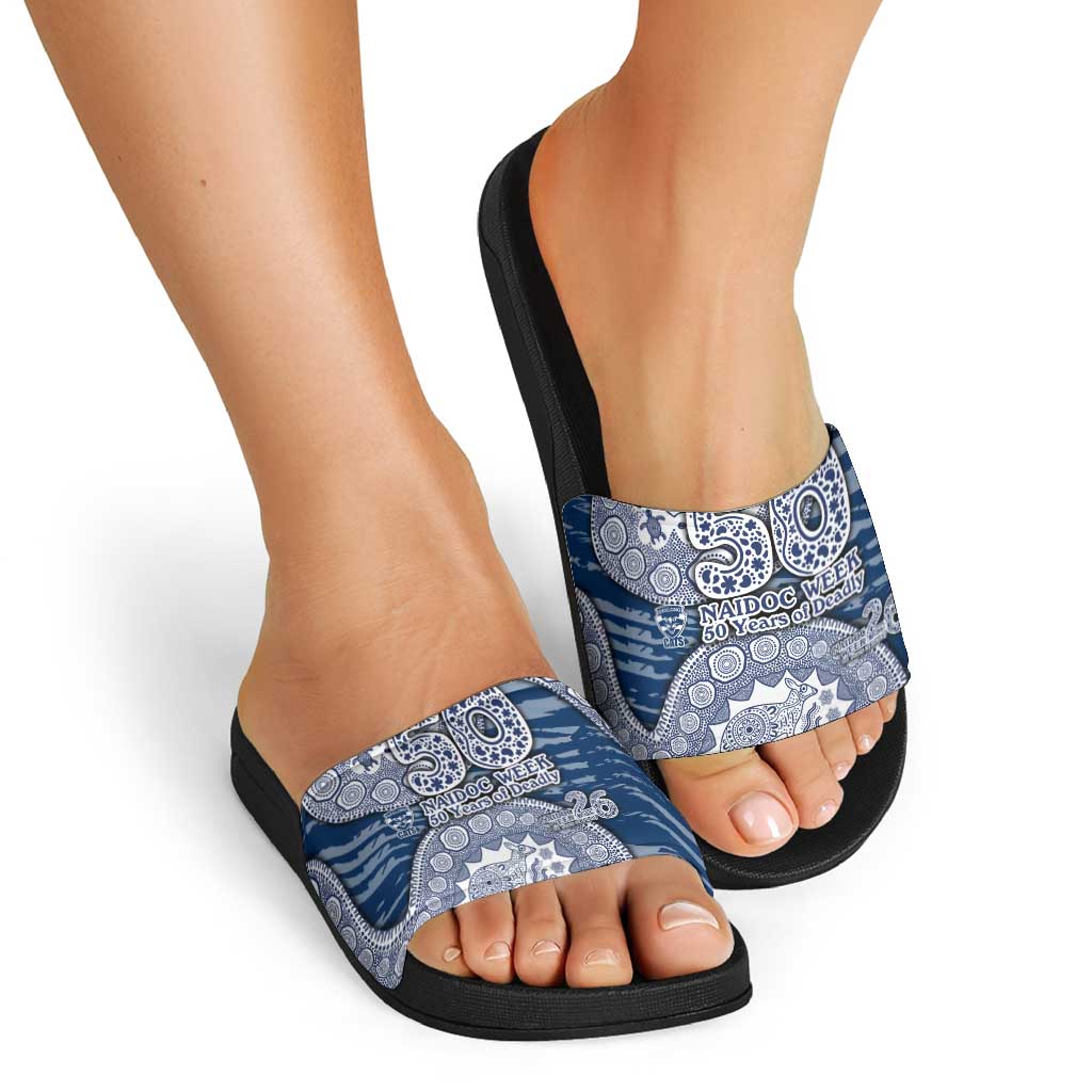 Geelong Cats NAIDOC Week 2026 Slide Sandals Australian Aboriginal Dot Art Dreamtime Pattern Style