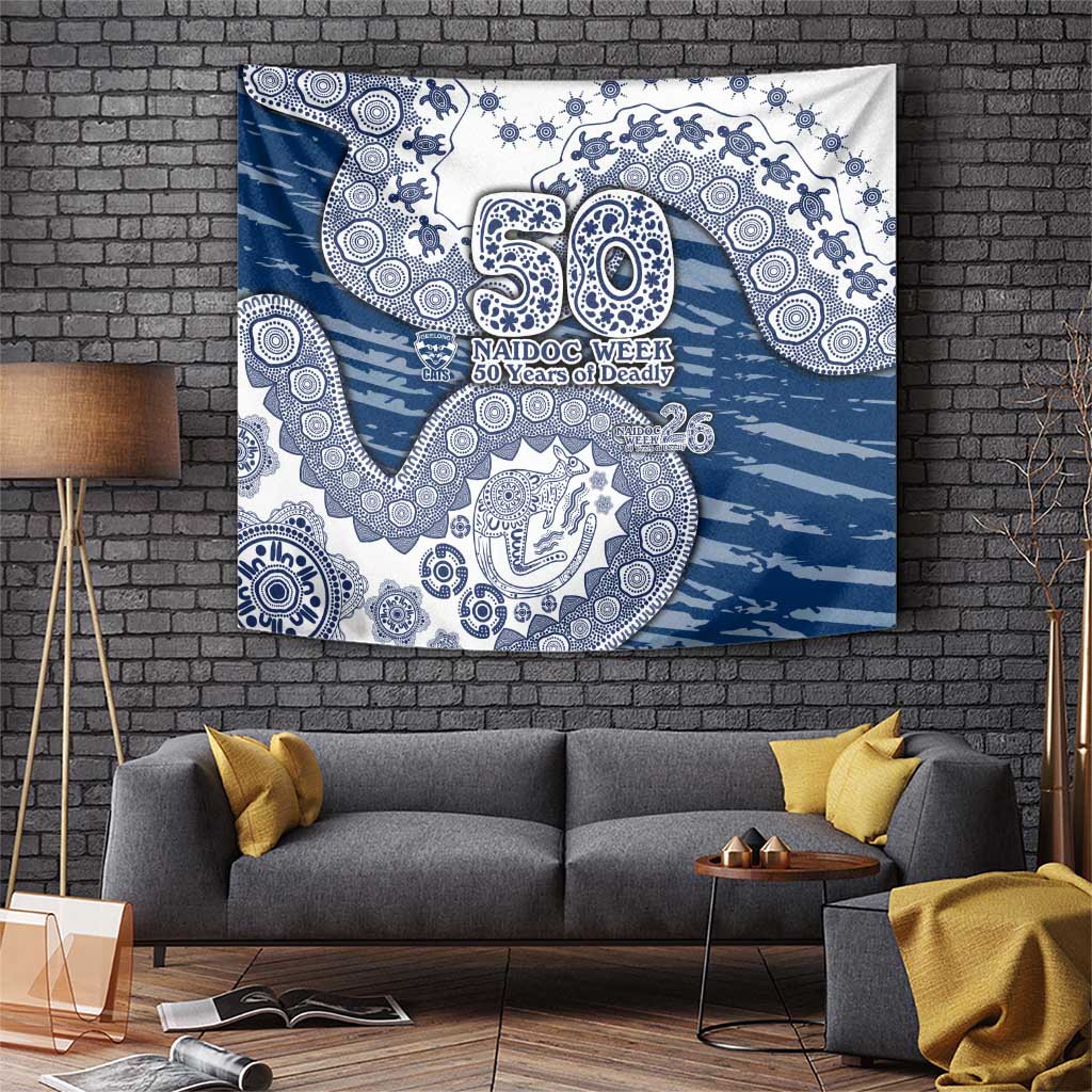 Geelong Cats NAIDOC Week 2026 Tapestry Australian Aboriginal Dot Art Dreamtime Pattern Style