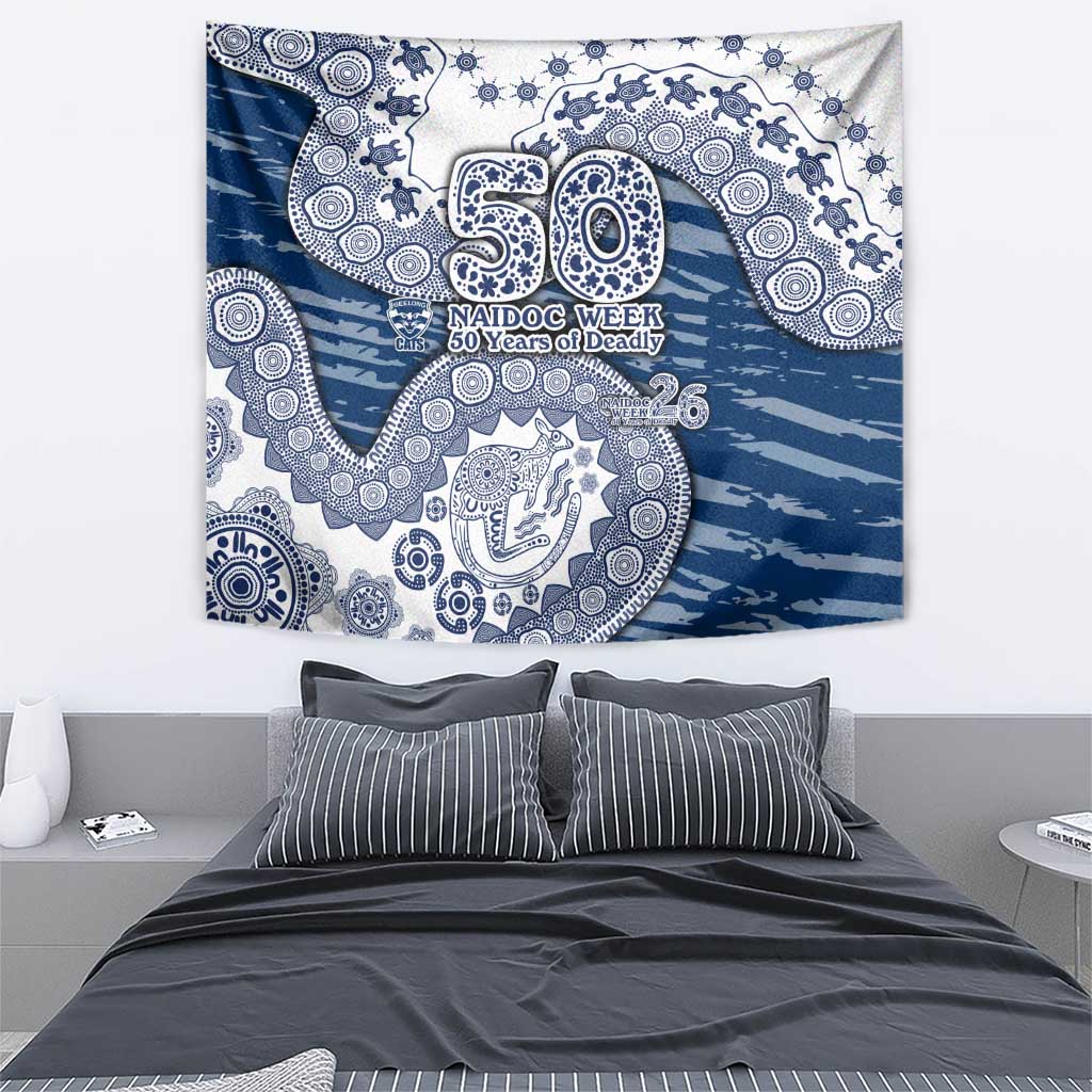 Geelong Cats NAIDOC Week 2026 Tapestry Australian Aboriginal Dot Art Dreamtime Pattern Style