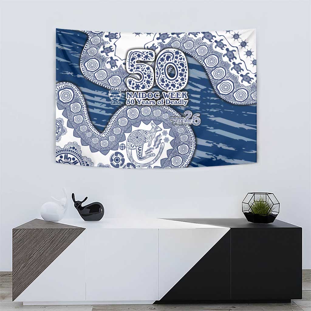 Geelong Cats NAIDOC Week 2026 Tapestry Australian Aboriginal Dot Art Dreamtime Pattern Style