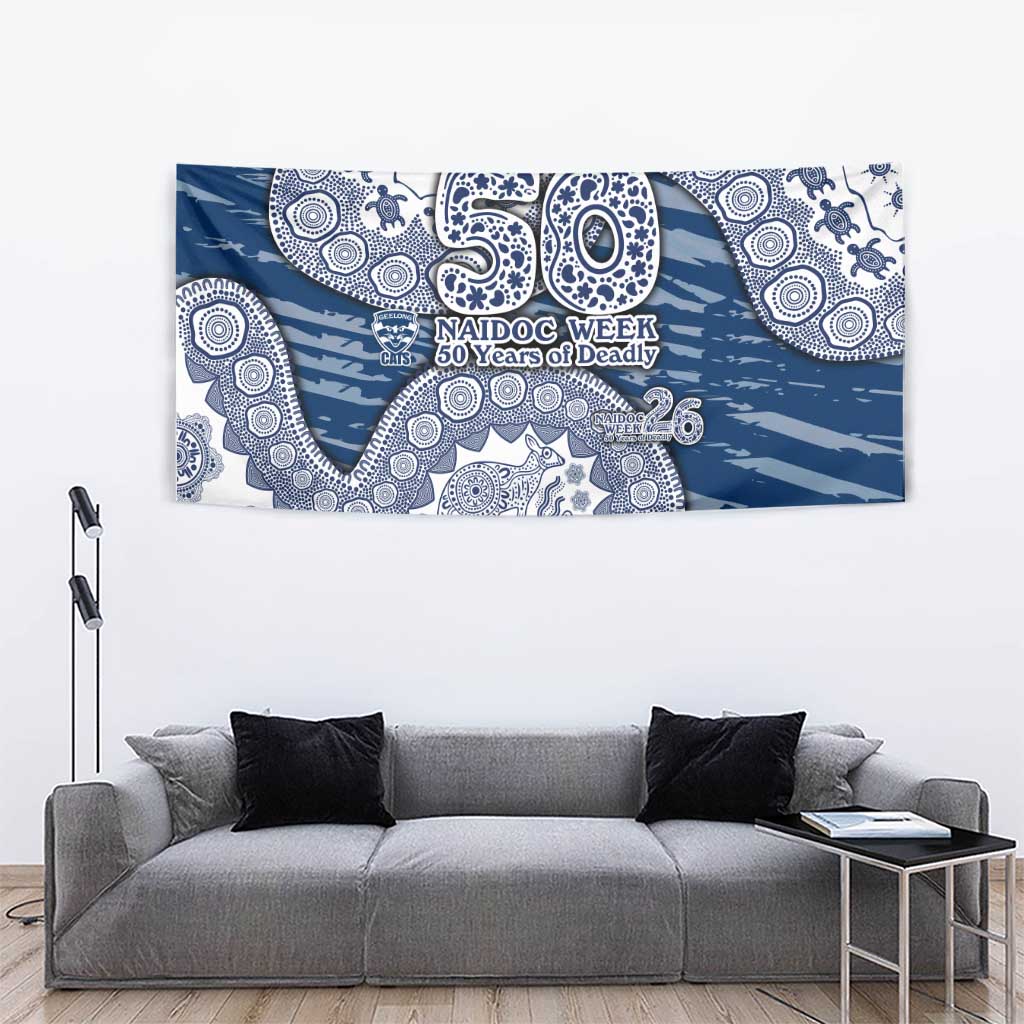 Geelong Cats NAIDOC Week 2026 Tapestry Australian Aboriginal Dot Art Dreamtime Pattern Style
