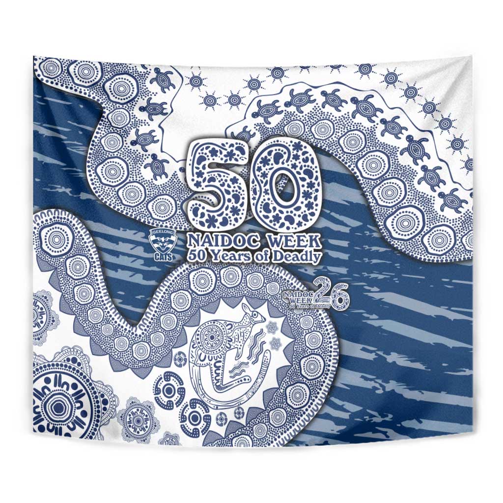 Geelong Cats NAIDOC Week 2026 Tapestry Australian Aboriginal Dot Art Dreamtime Pattern Style