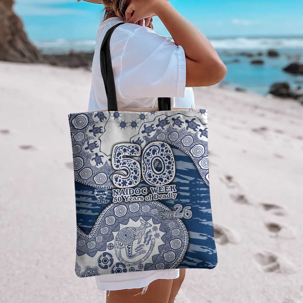 Geelong Cats NAIDOC Week 2026 Tote Bag Australian Aboriginal Dot Art Dreamtime Pattern Style
