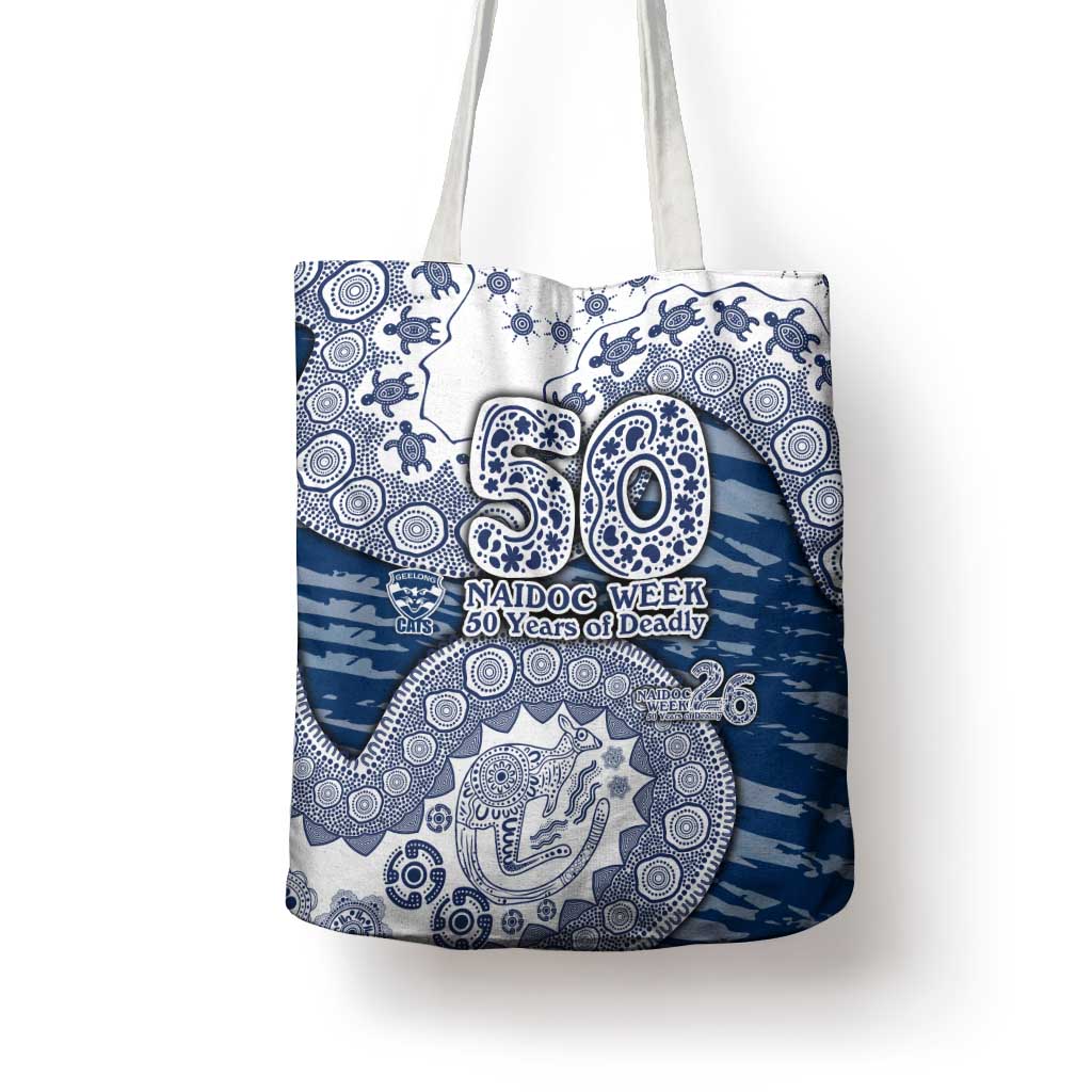 Geelong Cats NAIDOC Week 2026 Tote Bag Australian Aboriginal Dot Art Dreamtime Pattern Style