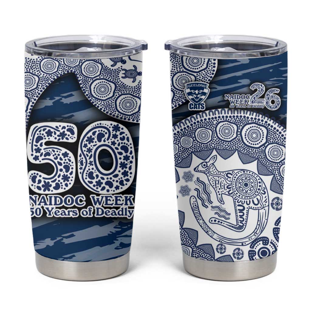 Geelong Cats NAIDOC Week 2026 Tumbler Cup Australian Aboriginal Dot Art Dreamtime Pattern Style