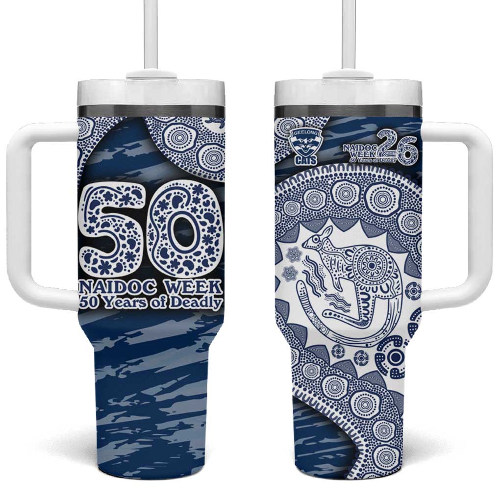 Geelong Cats NAIDOC Week 2026 Tumbler With Handle Australian Aboriginal Dot Art Dreamtime Pattern Style