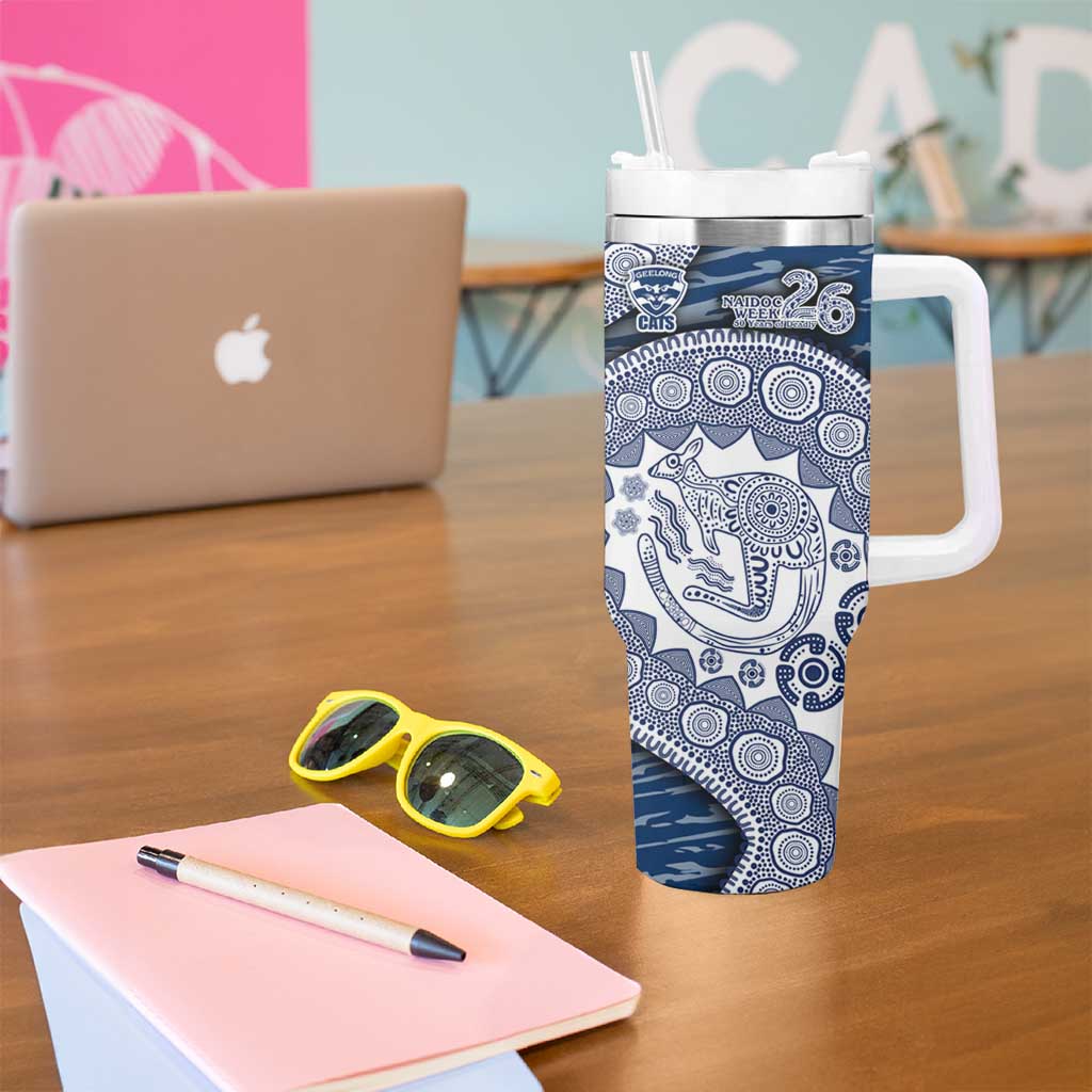 Geelong Cats NAIDOC Week 2026 Tumbler With Handle Australian Aboriginal Dot Art Dreamtime Pattern Style
