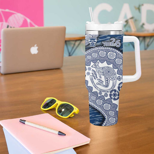 Geelong Cats NAIDOC Week 2026 Tumbler With Handle Australian Aboriginal Dot Art Dreamtime Pattern Style