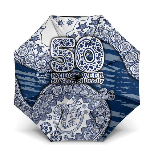 Geelong Cats NAIDOC Week 2026 Umbrella Australian Aboriginal Dot Art Dreamtime Pattern Style