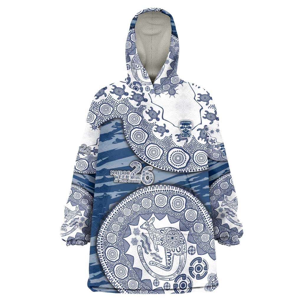 Geelong Cats NAIDOC Week 2026 Wearable Blanket Hoodie Australian Aboriginal Dot Art Dreamtime Pattern Style