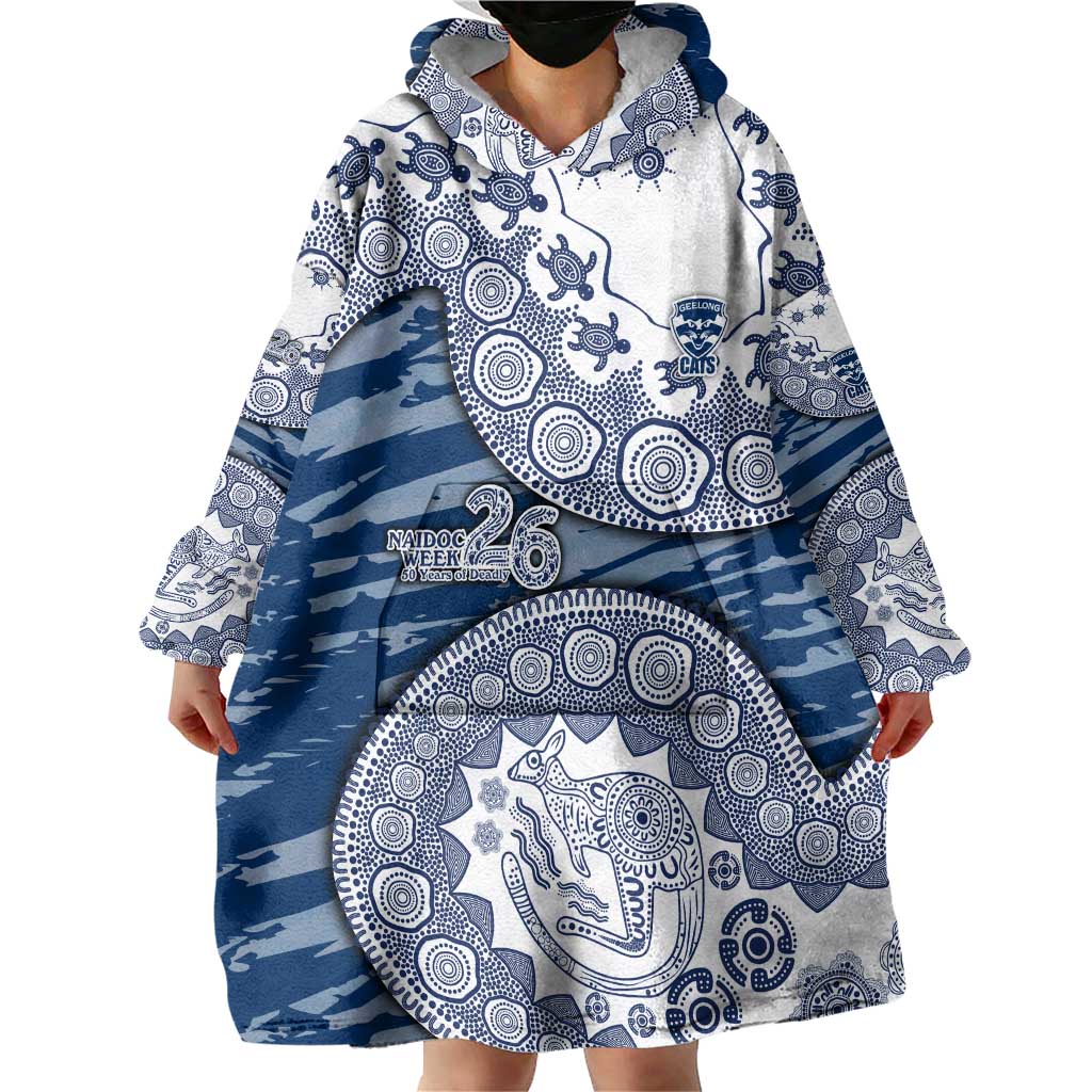 Geelong Cats NAIDOC Week 2026 Wearable Blanket Hoodie Australian Aboriginal Dot Art Dreamtime Pattern Style