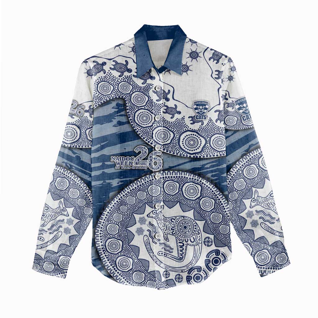 Geelong Cats NAIDOC Week 2026 Women Casual Shirt Australian Aboriginal Dot Art Dreamtime Pattern Style