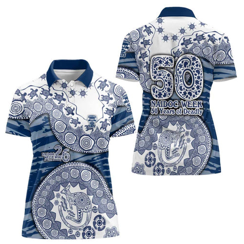 Geelong Cats NAIDOC Week 2026 Women Polo Shirt Australian Aboriginal Dot Art Dreamtime Pattern Style