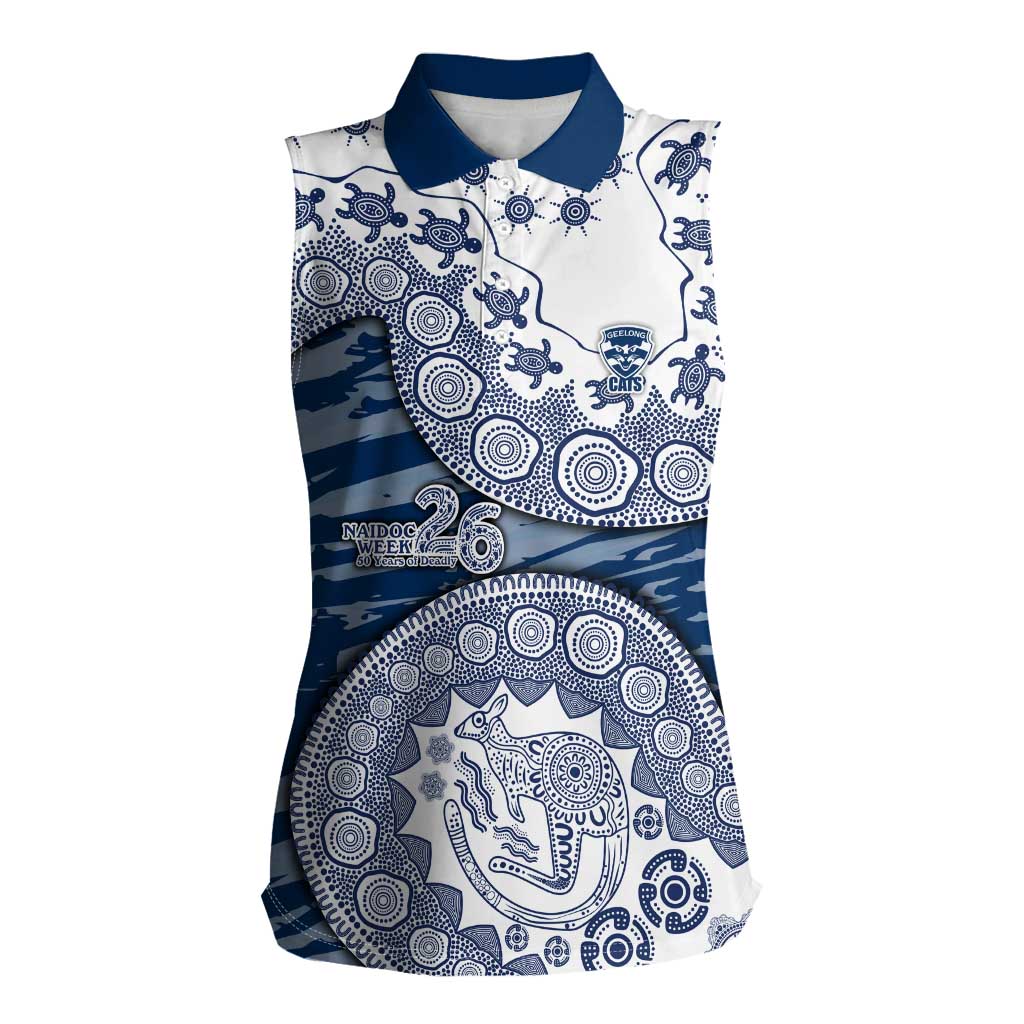 Geelong Cats NAIDOC Week 2026 Women Sleeveless Polo Shirt Australian Aboriginal Dot Art Dreamtime Pattern Style