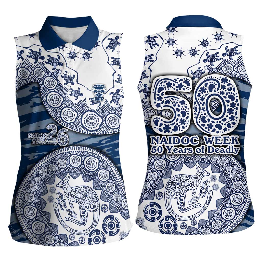 Geelong Cats NAIDOC Week 2026 Women Sleeveless Polo Shirt Australian Aboriginal Dot Art Dreamtime Pattern Style