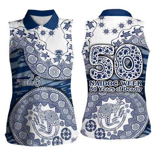 Geelong Cats NAIDOC Week 2026 Women Sleeveless Polo Shirt Australian Aboriginal Dot Art Dreamtime Pattern Style