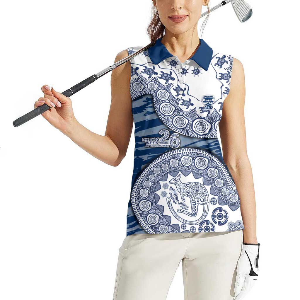 Geelong Cats NAIDOC Week 2026 Women Sleeveless Polo Shirt Australian Aboriginal Dot Art Dreamtime Pattern Style