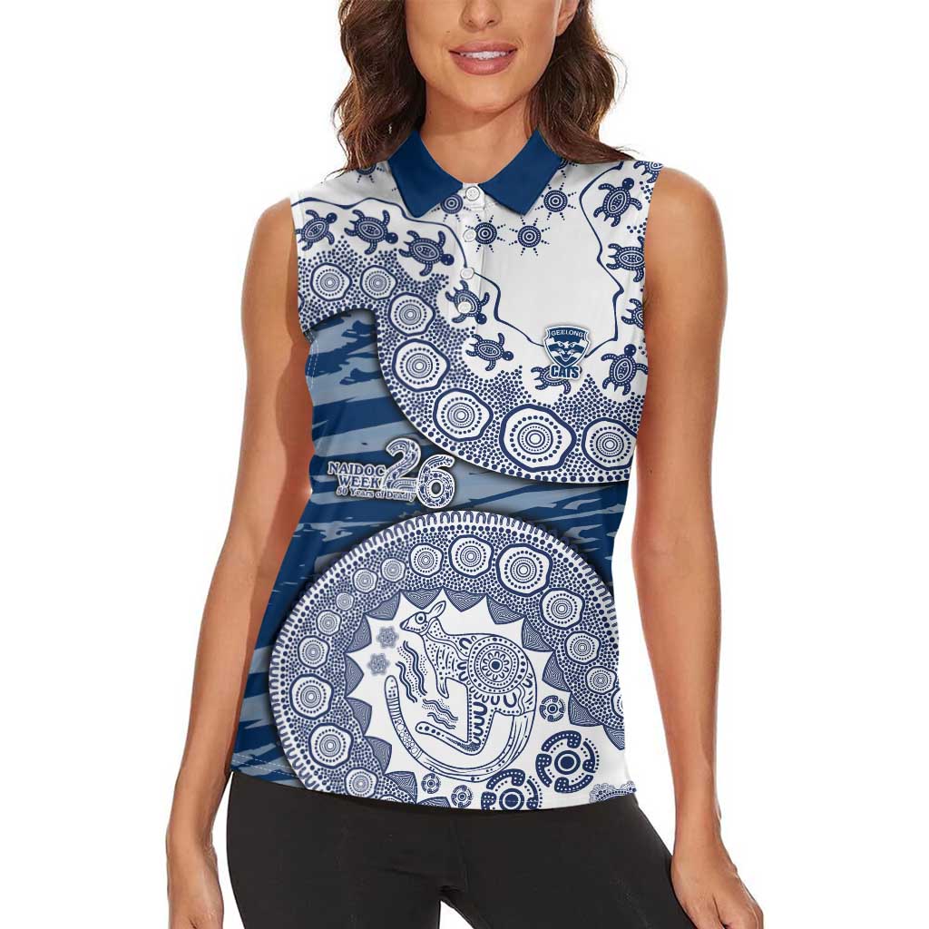 Geelong Cats NAIDOC Week 2026 Women Sleeveless Polo Shirt Australian Aboriginal Dot Art Dreamtime Pattern Style