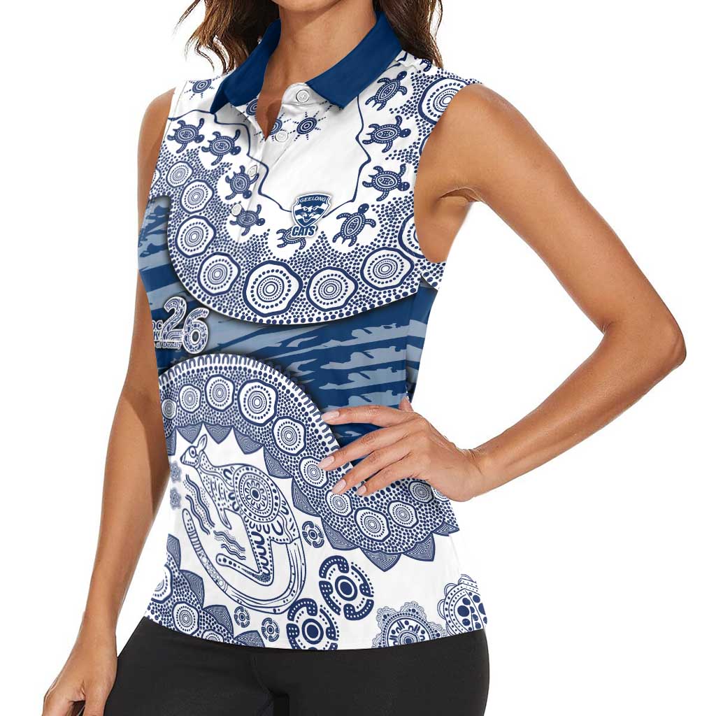Geelong Cats NAIDOC Week 2026 Women Sleeveless Polo Shirt Australian Aboriginal Dot Art Dreamtime Pattern Style