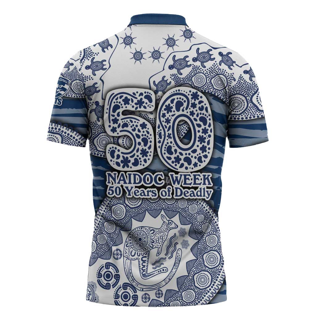 Geelong Cats NAIDOC Week 2026 Zipper Polo Shirt Australian Aboriginal Dot Art Dreamtime Pattern Style
