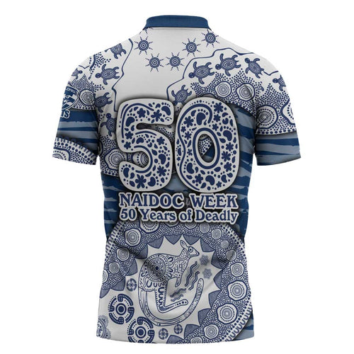 Geelong Cats NAIDOC Week 2026 Zipper Polo Shirt Australian Aboriginal Dot Art Dreamtime Pattern Style